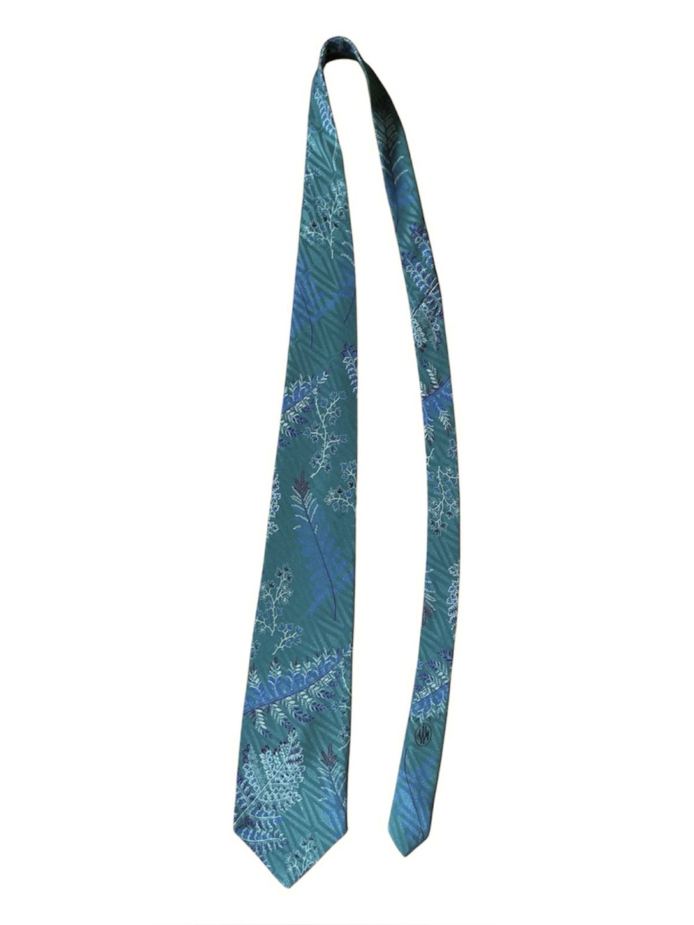 Vtg Anne Klein silk necktie green floral 3.75x57” euc